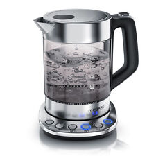 Arendo Edelstahl Design Wasserkocher Temperaturwahl 1,5l 2200 Watt Rauchglas