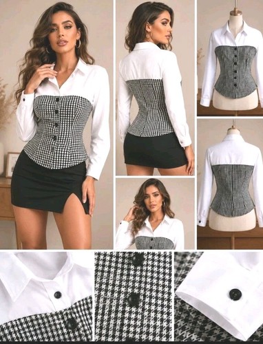 Damen bluse weiß schwarz - damen,