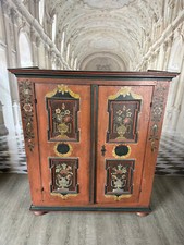ANTIKER TÖLZER BAUERNSCHRANK SCHRANK FRÜHES 19 TES JHDT HANDBEMALT NUR 149cm