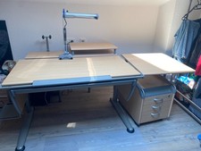 Moll Schreibtisch,höhenverstellbar,Stuhl,Lampe,Rucksackhalterung,Rollcontainer