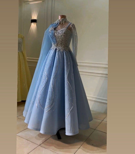 Damen abendkleid lang - lang, blau