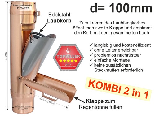 Kupfer fallrohr multiklappe - kupfer,