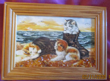 gerahmtes Bernsteinbild  - Kätzchen , Gr. 14,0 cm x  10cm