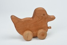 Holzente zum Nachziehen, ca. 10,5 x15x 6cm, hellbraun, naturbelassen