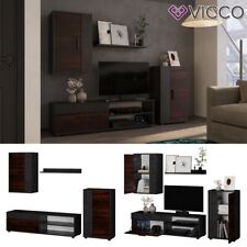  Wohnwand BERNO Dunkel Old Style Schrankwand Lowboard TV Hängeschrank VICCO