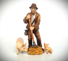 Rarität Hirte mit Heugabel und Schweine aus Massivholz, bemalen  Kostner Krippe