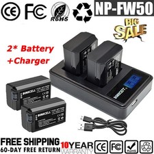 2X Sony NP-FW50 Battery - A6000 - A6500 -A7R -A7R II -A7S -A7S II-A7 + Ladegerät