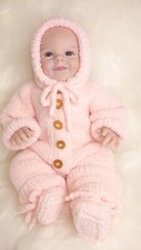 Baby Overall Kuschelanzug Winteranzug Teddy Einteiler mit Kapuze Peach 56/62