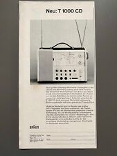 Braun T 1000 CD Weltempfänger Radio Original 1968 Vintage Advert Werbung