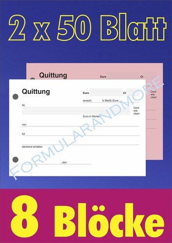 Quittungsblock 2 x 50 - x,