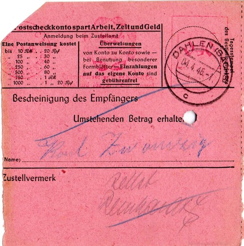 Postanweisung sbz 1946 - postanweisung,