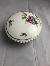 Rosenthal Perlrand mit Blumen Deckeldose Bonboniere  sign. Wagner  Ø 12 cm (R20)