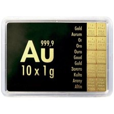 Valcambi Goldtafel Combibar™ - Beliebig voneinander trennbar - 10 x 1 Gramm Gold