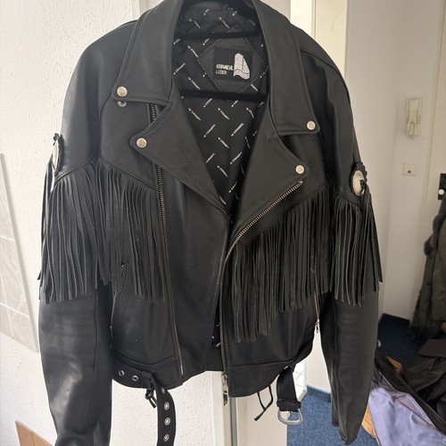 Fransen leder jacke - leder, biker
