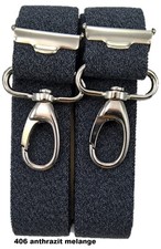 No.7  sehr starke breite blau-melangefarbene Hosenträger mit 4 Karabinerhaken,