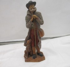 Handbemalt Kunststoff Figur Skulptur „Der Schäfer und sein Hund“ Sig. H. Meriot