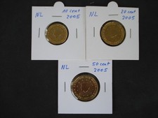 Niederlande 10 -20-50 cent Kursmünze Prägefrisch aus 2005 im Münzrahmen