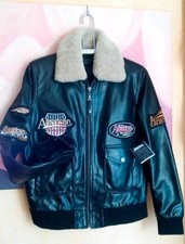 Pilotenjacke Echtleder Neu mit Etikett M/L Schwarz Echt Leder Top Zustand Top