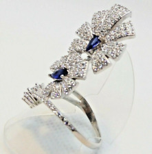 Großer Saphir Blue Seafoam Zirkon Ring 925 Silber Weißgold vergoldet 18,8 mm 59