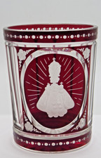 25033/ Alter Becher / Vase Glas Rubinrot Böhmen Dreifaltigkeit   Höhe ca. 12 cm