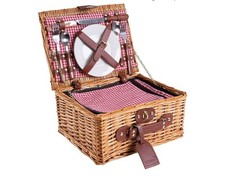 eGenuss Hochw. Picknickkorb für 2 Personen | Mit Kühlfach, Geschirr & Weingläser