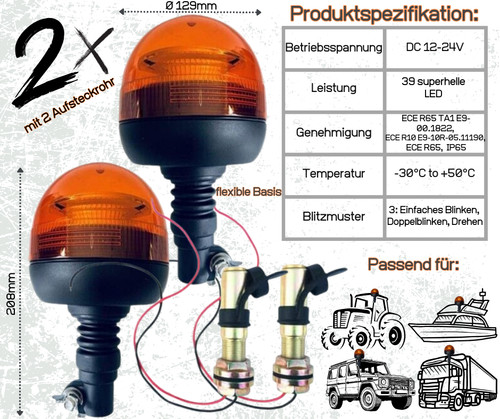 Led rundumleuchte orange - led,