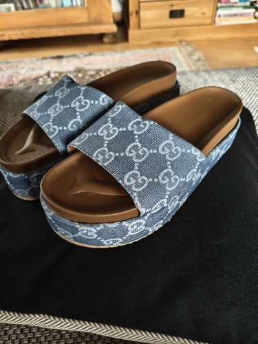 Gucci canvas slide sandalen - gg,