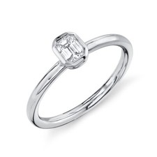 14K Weißgold Smaragd Schnitt