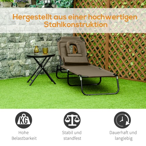 Sonnenliege 190x56x28cm braun - 190x56x28cm,