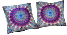 Kissenbezug Set Kissen Handgefertigt-Indien 40 x 40 cm Baumwolle-Leinen Bunt