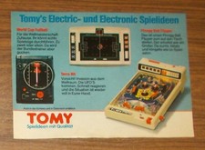 Seltene Werbung TOMY World Cup Fußball Terra Hit Pinngg Ball Flipper 1982