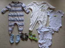 10 Teile Set Strampler Overall Body Kurzarm Neugeborene Socken Jungs Gr. 50 -56