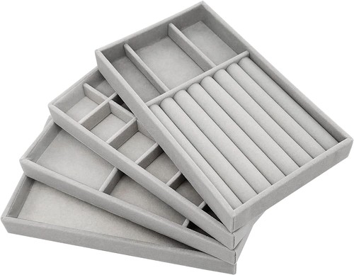 Schmucktablett organizer samt - schmucktablett,
