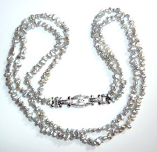 Collier-Kette 750 Gold Weißgold Diamanten + Keshi-Perlen silbergrau Rüschenbeck