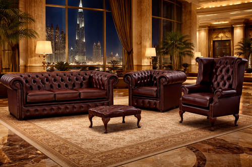Chesterfield leder set - , 1x