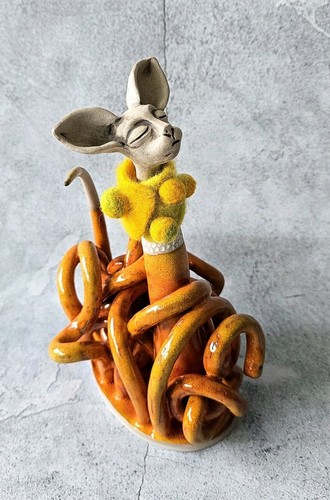Keramikskulptur"Abessinierkatz