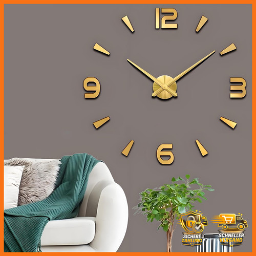 Wandtattoo wanduhr diy gold - wandtattoo, 3d