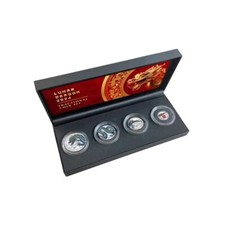 Lunar Year of the Dragon 2024 Fidschi Set Drache 1,85 oz Silbermünze Farbe