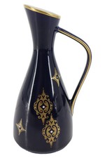 VOLKSTEDTER PORZELLAN Vase Schwarz Gold Dekor Vintage Barock Porzellan 14.5cm