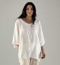Tunika Weiß Leinen 38 40 42