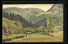 Künstler-AK Ernst E. Schlatter: Fontenais, Vallee du Jura 