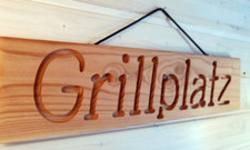 Grillplatz - Holzschild