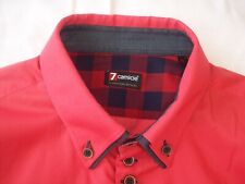 Langarm Herren-Designer-Hemd-***7camicie***Doppelkragen ***Rot***Gr XL