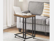 VASAGLE LNT50X Side Table, Sofa Table with Wheels, C-Shape, Mobile Coffee Table