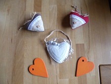 Dekoration Herzen Holz Metall Filz Leinen Deko SHABBY NEU