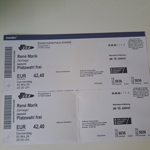 Tickets rene marik krefeld - rene,