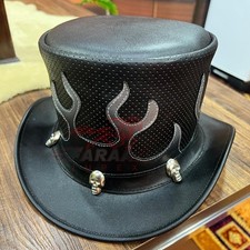 Schwarzer Leder Zylinderhut