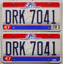 Ohio Nummernschilder Paar USA Kennzeichen Schilder License Plates Pair DRK 7041