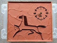 50er 60er Jahre Design Rarität SCHATZ Wanduhr Hengst Pferd / germany wall clock