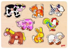 Steckpuzzle Bauernhof VII | 30 x 21 cm, Holz, 8 Teile, per Stück | goki | Spiel